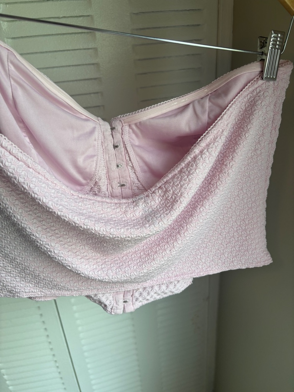 H&M Pink Corset Top XL Strapless Textured Bustier Chic Feminine - Picture 4 of 9